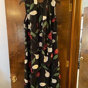 Women’s Black Floral Sleeveless Long Dress